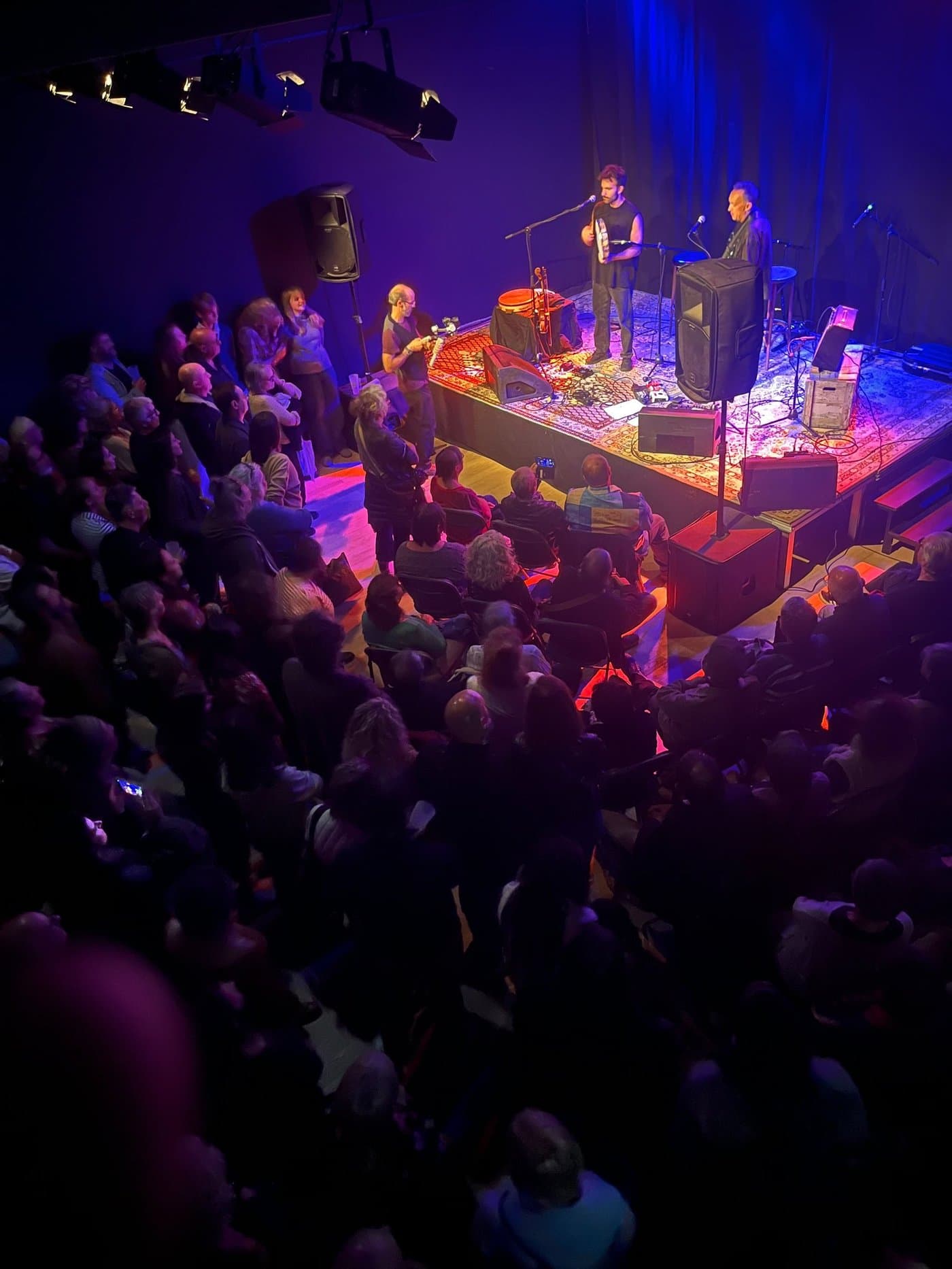Concert dans la grande salle de la Baleine à Bascule, public serré devant la scène